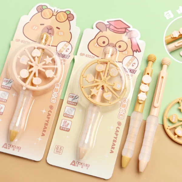 cartoon press gel pen